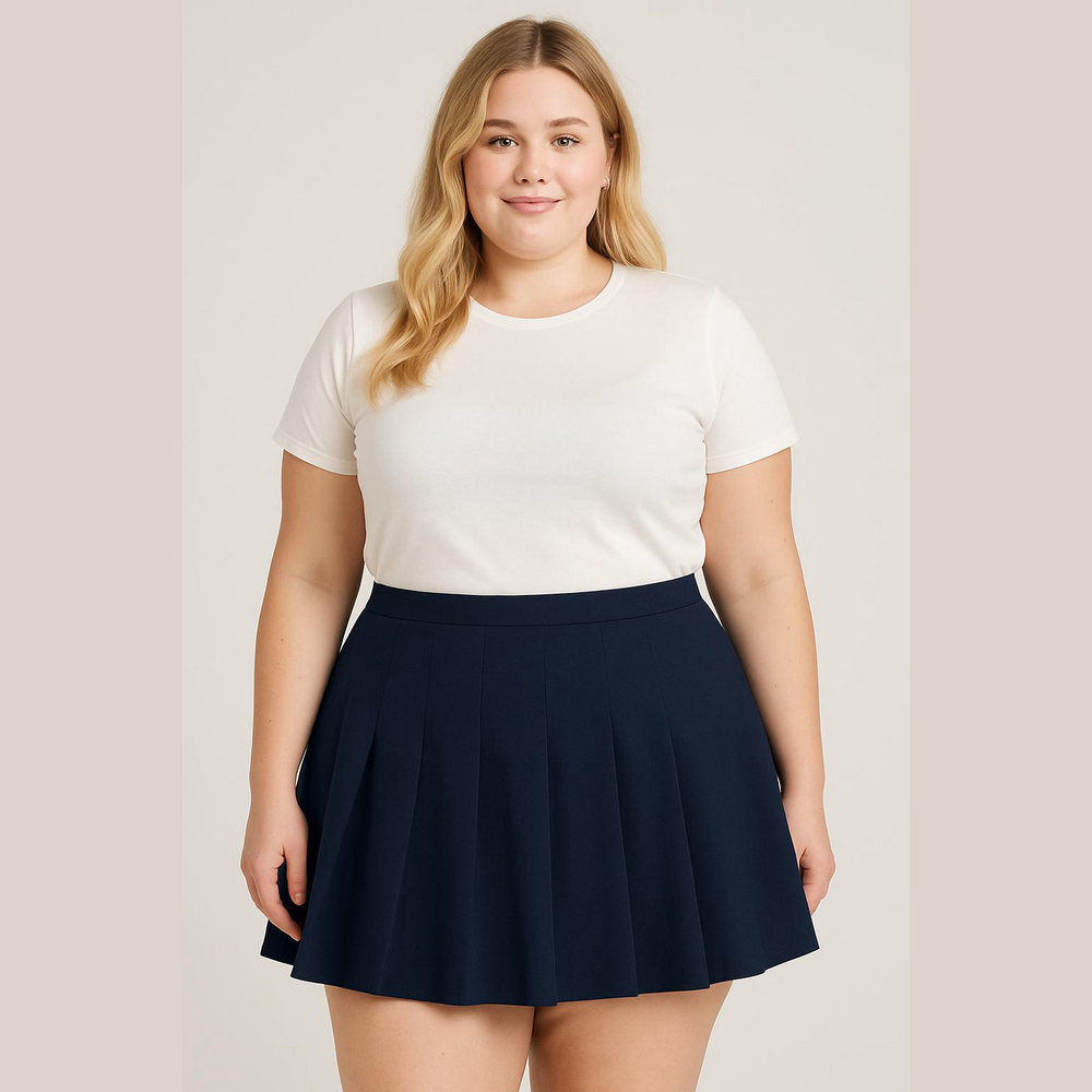 Lands' End Navy Pleated Skirt